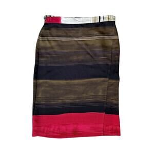 Vintage Doncaster Wrap Skirt 100% Silk Knee Length Size 10 Black Red